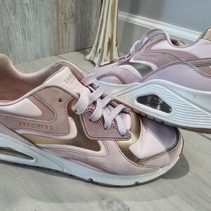 Skechers Girls Pink and Gold Fashion Sneakers Size 6Y